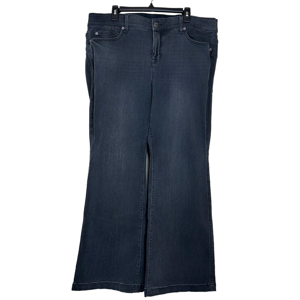 EUC Torrid Bombshell Flare Premium Stretch High Rise Jeans Black Denim 20 Reg